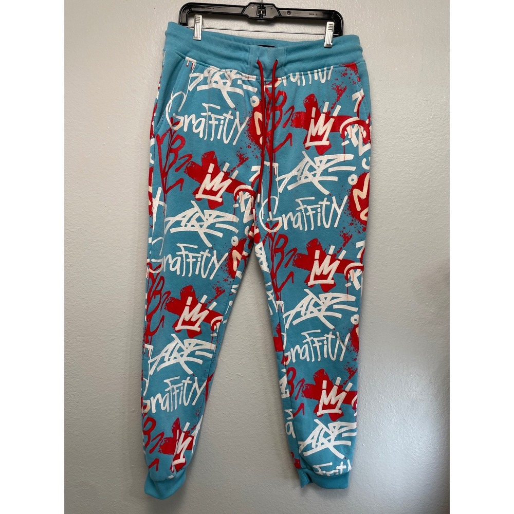 Switch Remarkable Joggers Graffiti Print XL Blue Streetwear Sweatpants‎ Unisex